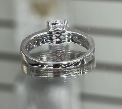 Round Moissanite Solitaire Ring with Accents 1.28CT | GRA Certified