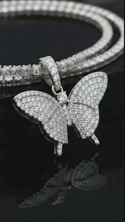 Butterfly Charm Hip Hop Style | Moissanite Diamond VVS D Color | 925 Silver | PASS DIAMOND TESTER!!!