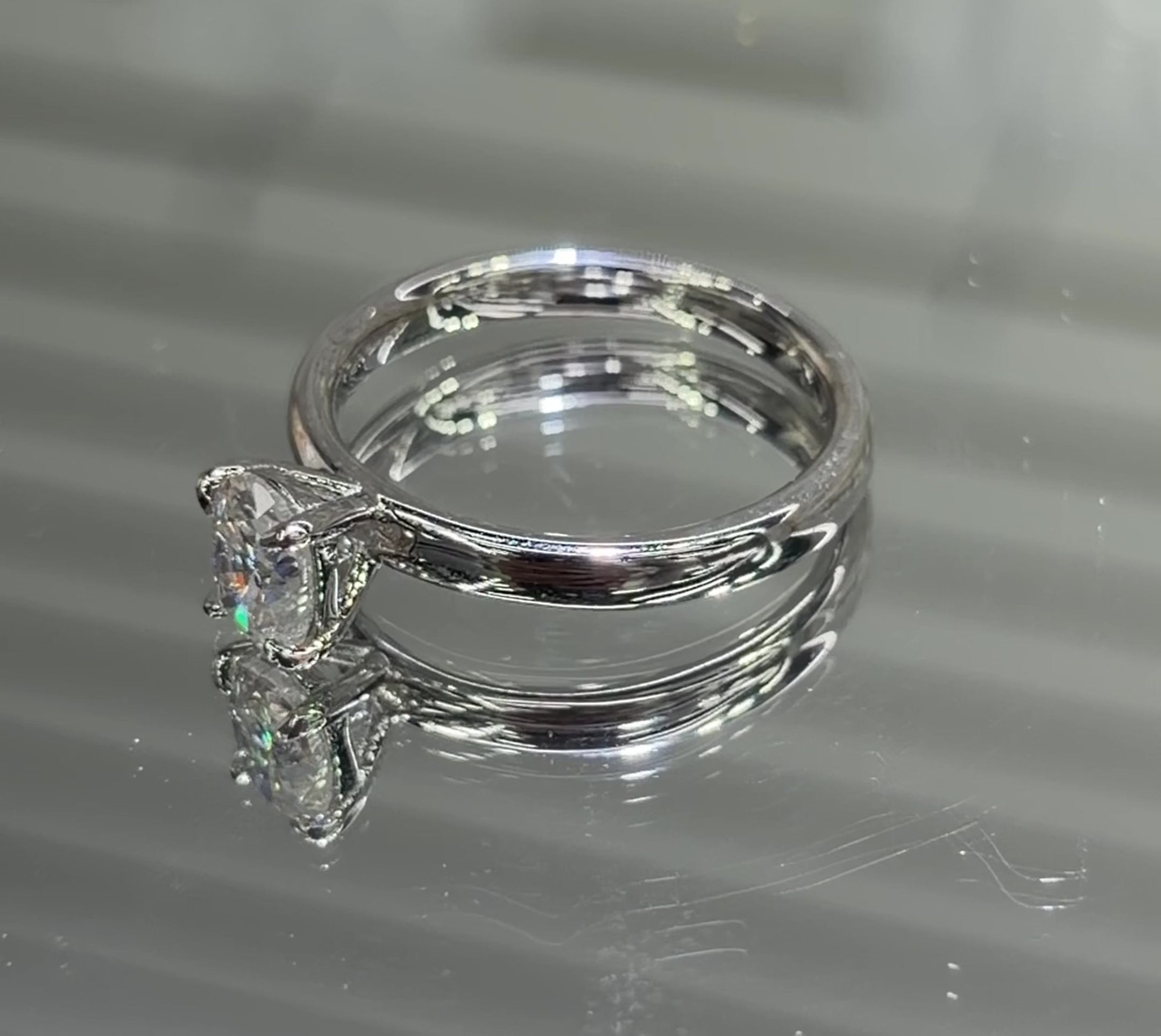 Oval Moissanite Solitaire Engagement Ring 1CT, 925 silver, VVS D color GRA certified – Paradise Gems Atlanta