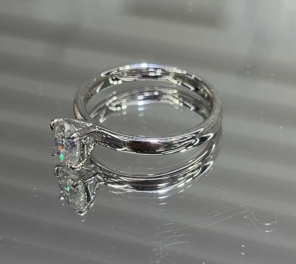 Oval Moissanite Solitaire Engagement Ring 1CT, 925 silver, VVS D color GRA certified – Paradise Gems Atlanta