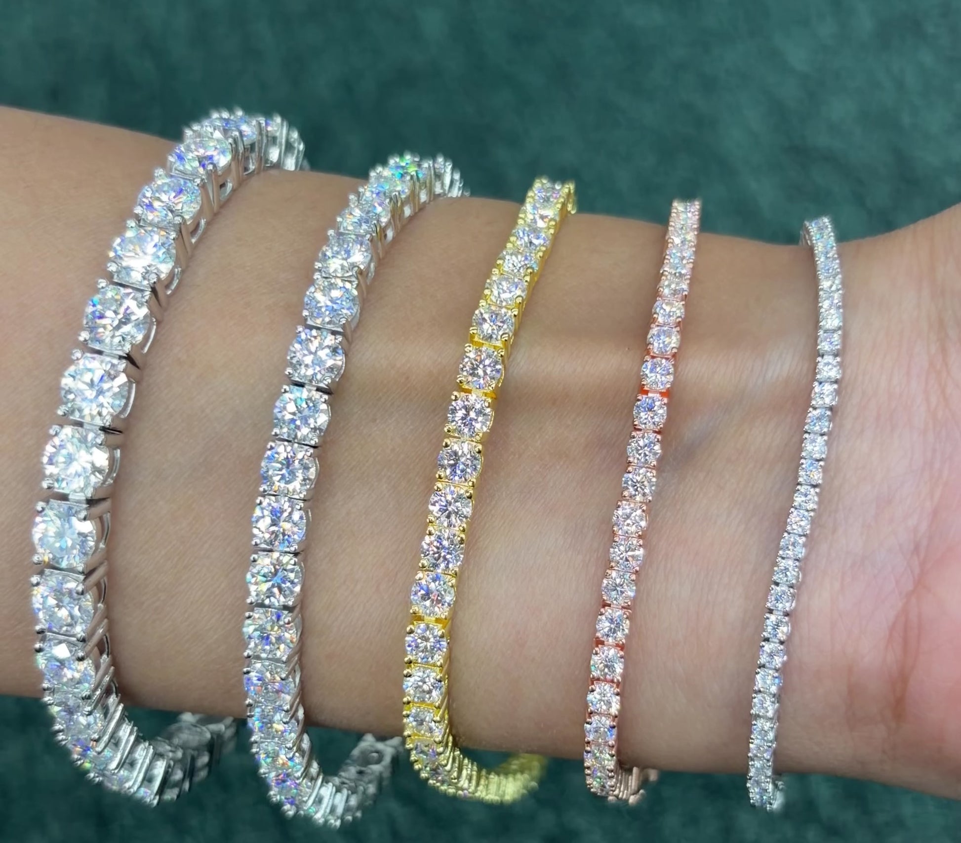 Rose gold moissanite tennis bracelet VVS D color GRA certified 925 silver women gift