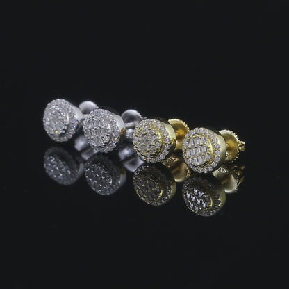 Moissanite Baguette Hip Hop Stud Earrings 8.5MM — 14K Gold 925 Silver