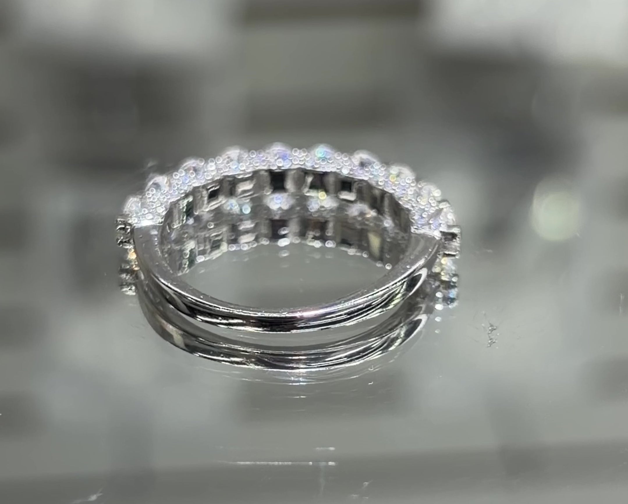 U-Prong Moissanite Half Eternity Band 1CT, 925 silver, VVS D color GRA certified – Paradise Gems Atlanta
