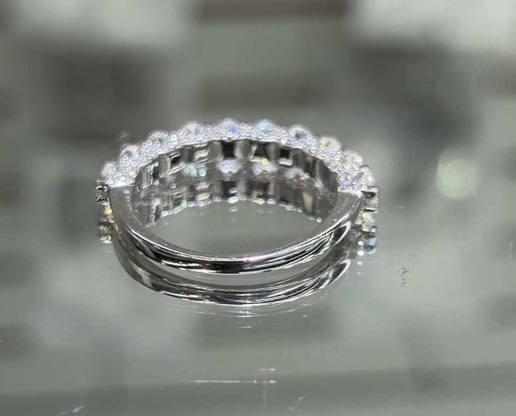 U-Prong Moissanite Half Eternity Band 1CT, 925 silver, VVS D color GRA certified – Paradise Gems Atlanta
