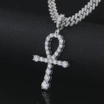 Moissanite Ankh Pendant Fully Iced Out