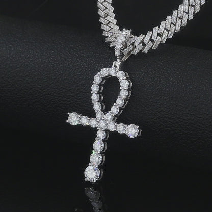 Moissanite Ankh Pendant Fully Iced Out