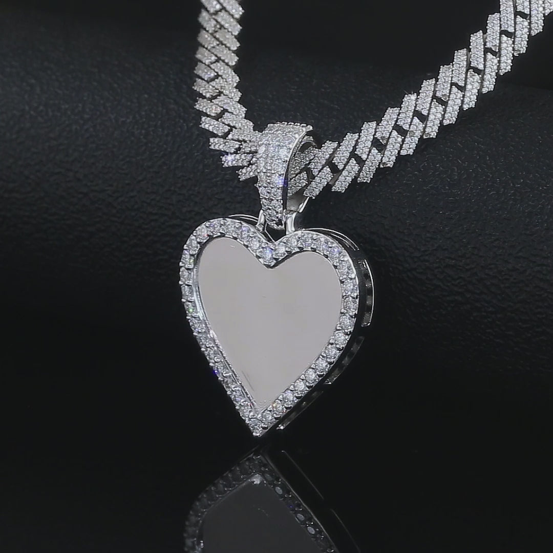moissanite heart memory pendant