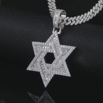 Moissanite Star David Pendant Iced Out