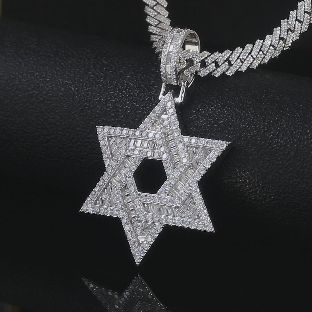 Moissanite Star David Pendant Iced Out