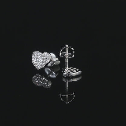 Moissanite 3D Heart Iced Out Stud Earrings — VVS D Color GRA Certified 925 Sterling Silver