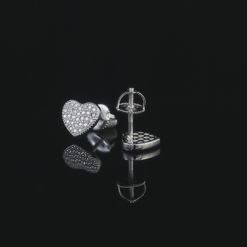 Moissanite 3D Heart Iced Out Stud Earrings, 925 silver, VVS D color GRA certified – Paradise Gems Atlanta