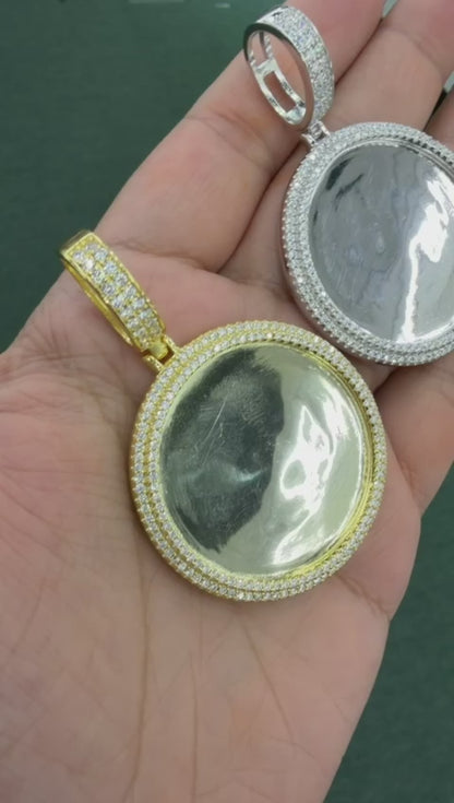 Custom Moissanite Photo Pendant | VVS D Color | 925 Silver | 35MM | Free Picture Fixing