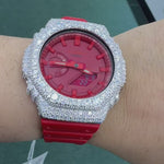 Iced Out Red G-Shock Moissanite Watch, 925 silver, VVS D color GRA certified – Paradise Gems Atlanta