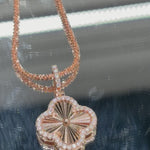 Moissanite clover pendant necklace 1.5 carat 925 rose gold on model