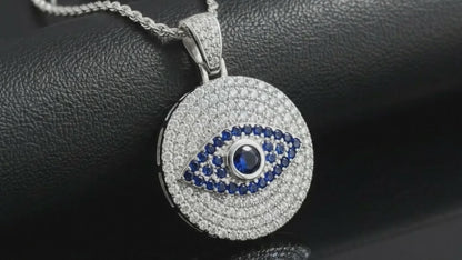 Moissanite Evil Eye Pendant with Cactus Chain | VVS D Color | 925 Silver