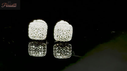 Moissanite Square Halo Stud Earrings 6.5MM Screw Back — VVS D Color GRA Certified 925 Silver