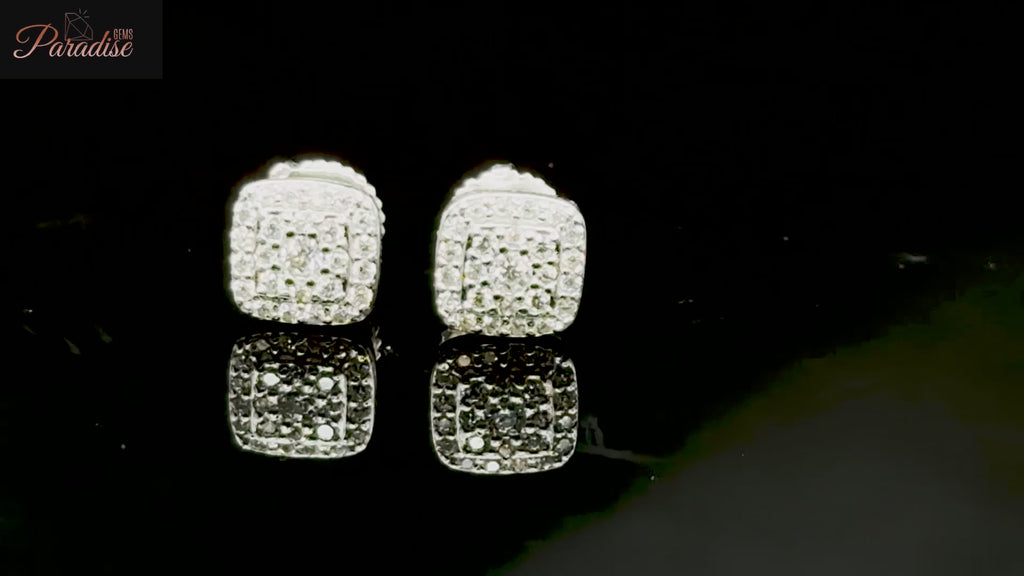 Moissanite Square Halo Stud Earrings 6.5MM, 925 silver, VVS D color GRA certified – Paradise Gems Atlanta