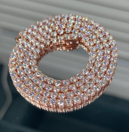 Moissanite Tennis Chain 4MM Rose Gold for Women Men — VVS D Color GRA Certified Passes Diamond Tester