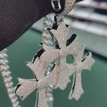 Moissanite Triple Cross Pendant Iced Out, 925 silver, VVS D color GRA certified – Paradise Gems Atlanta