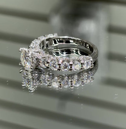 Round Moissanite Pave Engagement Ring 2.5CT | GRA Certified
