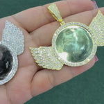 Custom Moissanite Wing Photo Pendant 55MM, 925 silver, VVS D color GRA certified – Paradise Gems Atlanta