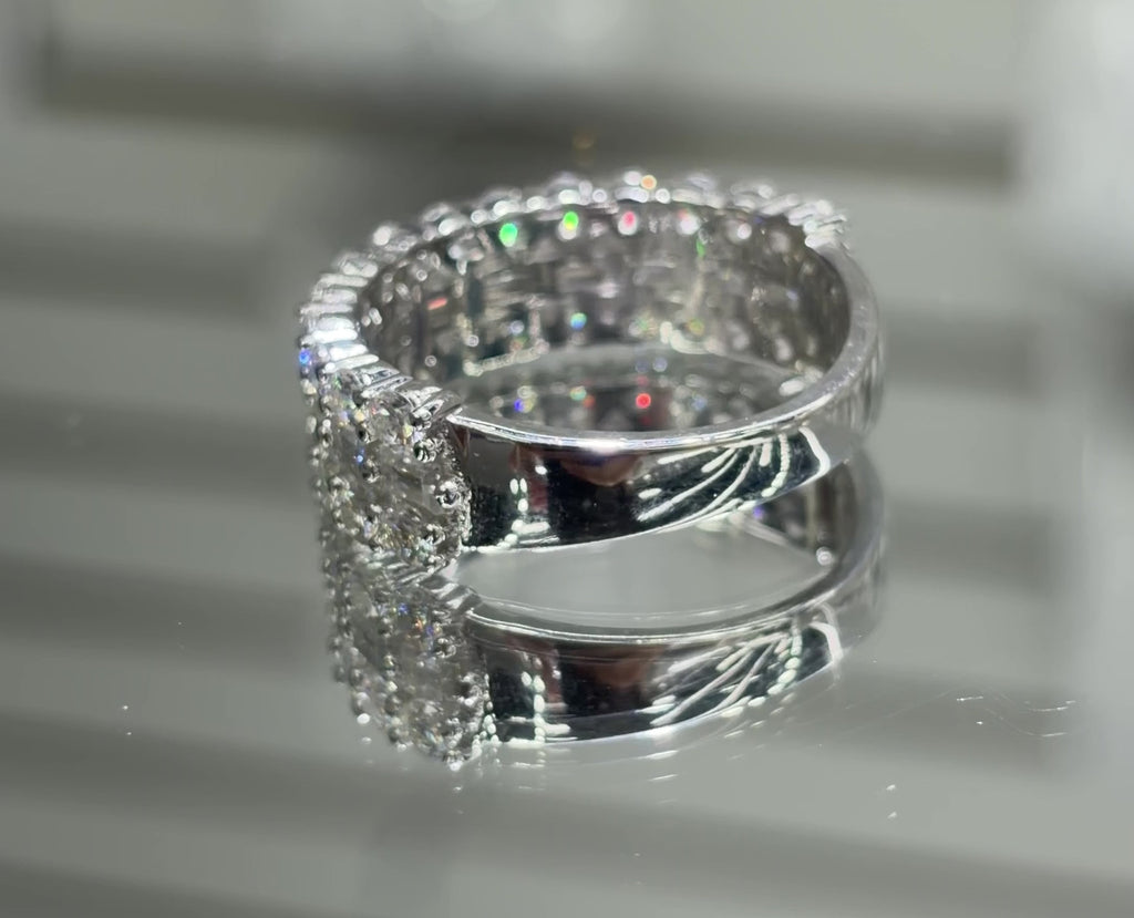Moissanite Baguette Half Eternity Band, 925 silver, VVS D color GRA certified – Paradise Gems Atlanta