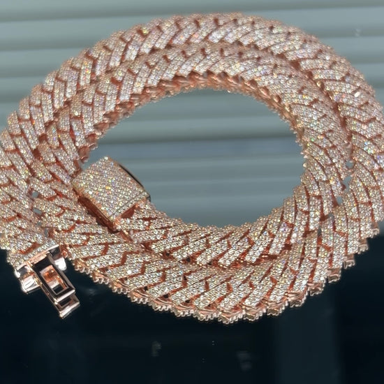 GRA certified moissanite Cuban link chain 10MM Rose Plating 925 silver VVS D color passes diamond tester men women Atlanta