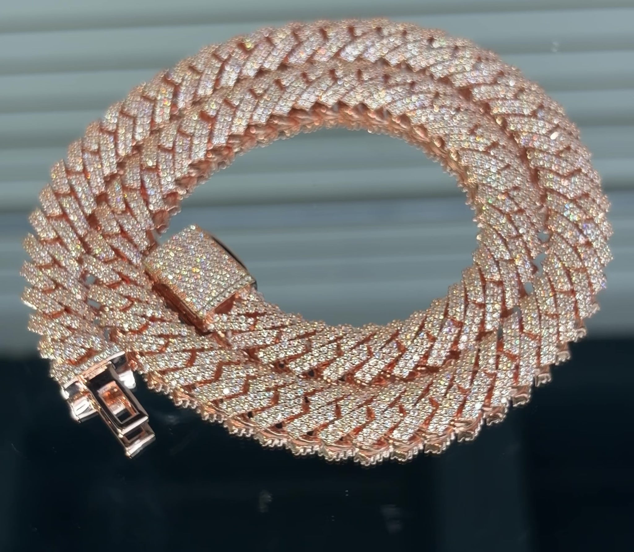 GRA certified moissanite Cuban link chain 10MM Rose Plating 925 silver VVS D color passes diamond tester men women Atlanta