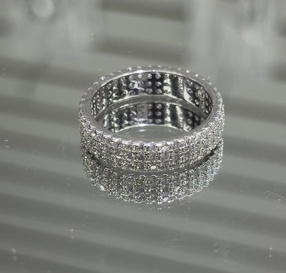 Moissanite 3-Row Full Eternity Pave Pinky Ring | GRA Certified