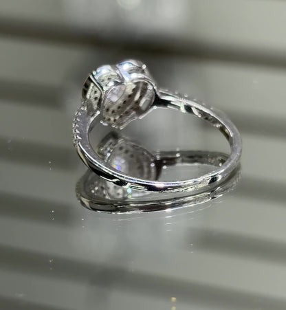 Heart Moissanite Double Halo Engagement Ring 2CT | GRA Certified