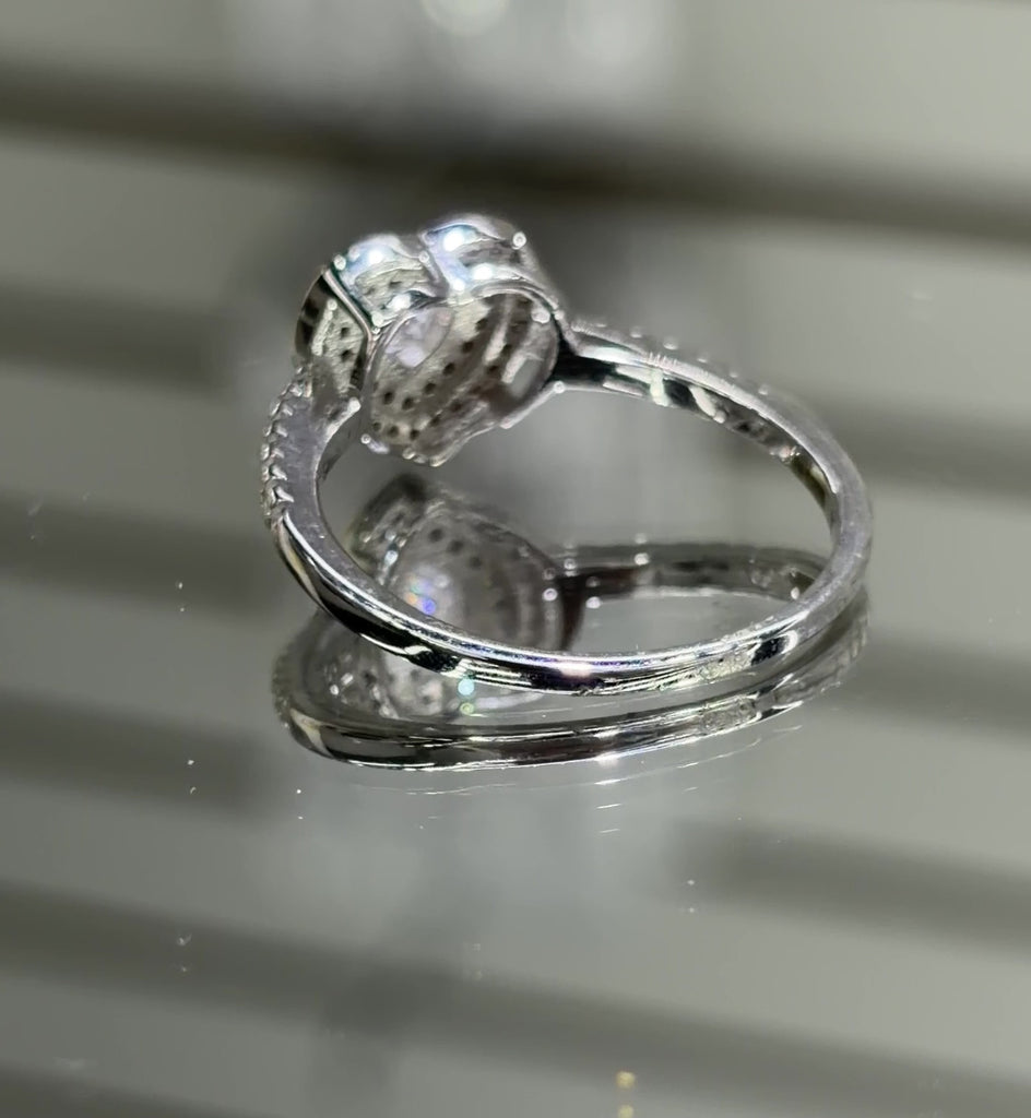 Heart Moissanite Double Halo Ring 2CT, 925 silver, VVS D color GRA certified – Paradise Gems Atlanta
