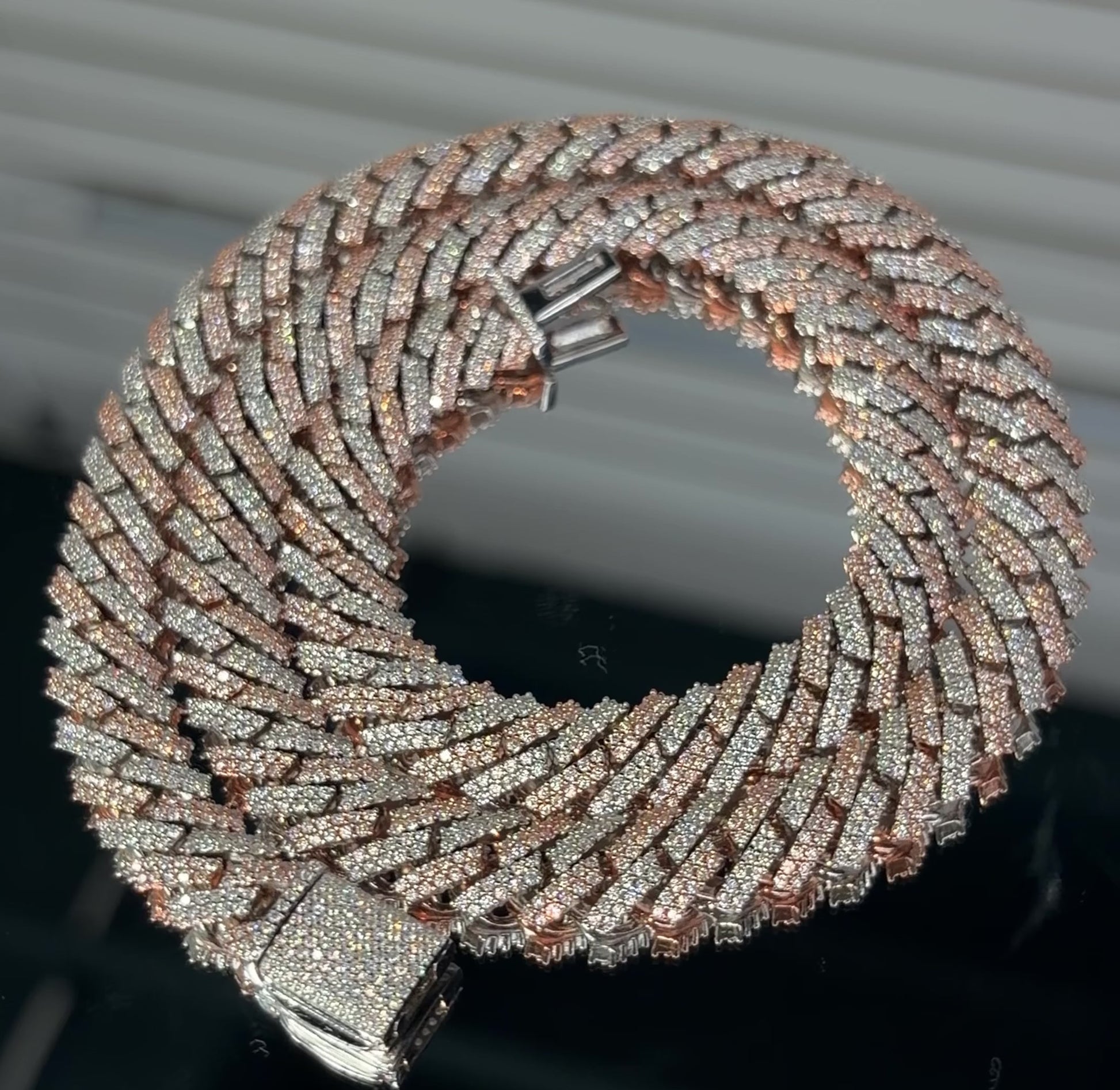two tone Moissanite Cuban Chain link Gra Certified VVS D 925 silver Atlanta