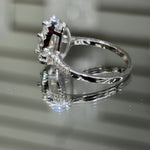 Pear Cut Moissanite Halo Engagement Ring 2CT, 925 silver, VVS D color GRA certified – Paradise Gems Atlanta