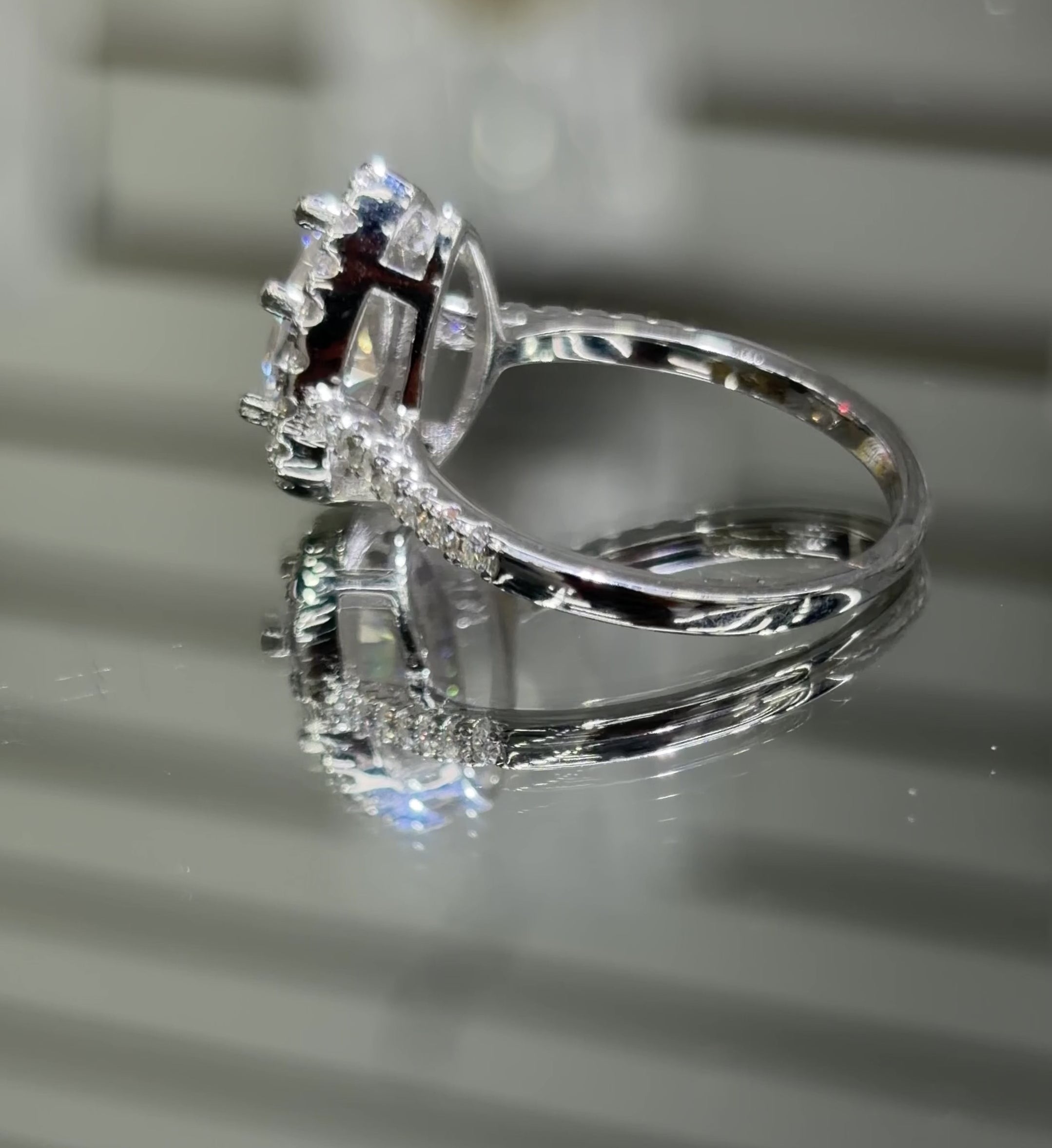 Pear Cut Moissanite Halo Engagement Ring 2CT, 925 silver, VVS D color GRA certified – Paradise Gems Atlanta