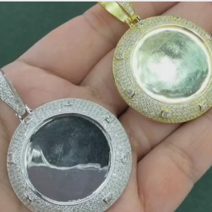 Custom Moissanite Photo Pendant | VVS D Color | 925 Silver | 40MM | Free Picture Fixing