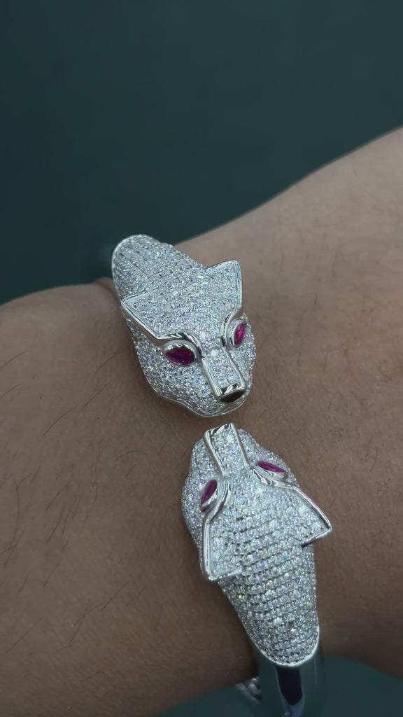 Moissanite Panther Pave Bangle, VVS D color GRA certified – Paradise Gems Atlanta