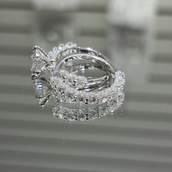Moissanite Half Eternity Wedding Ring Set for Women – 4.5CT VVS1 D Color | 925 Sterling Silver 18K Gold Plated | GRA Certified