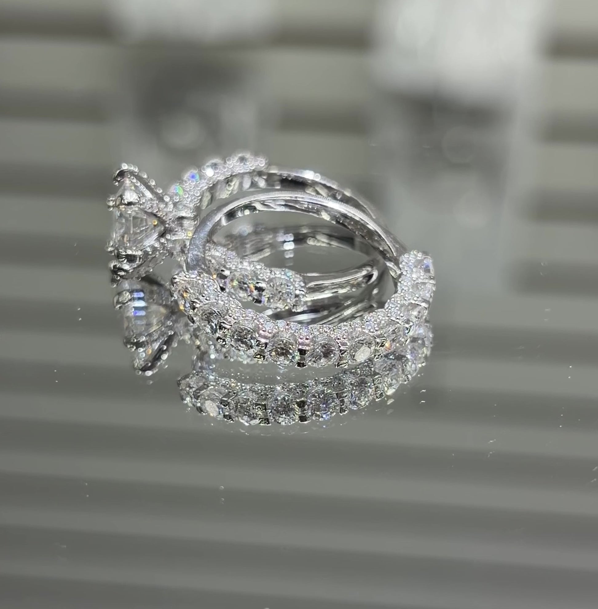 Moissanite Half Eternity Wedding Ring Set for Women – 4.5CT VVS1 D Color | 925 Sterling Silver 18K Gold Plated | GRA Certified
