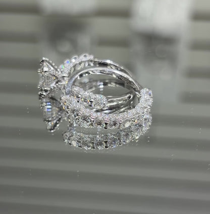 Moissanite Half Eternity Wedding Ring Set for Women – 4.5CT VVS1 D Color | 925 Sterling Silver 18K Gold Plated | GRA Certified