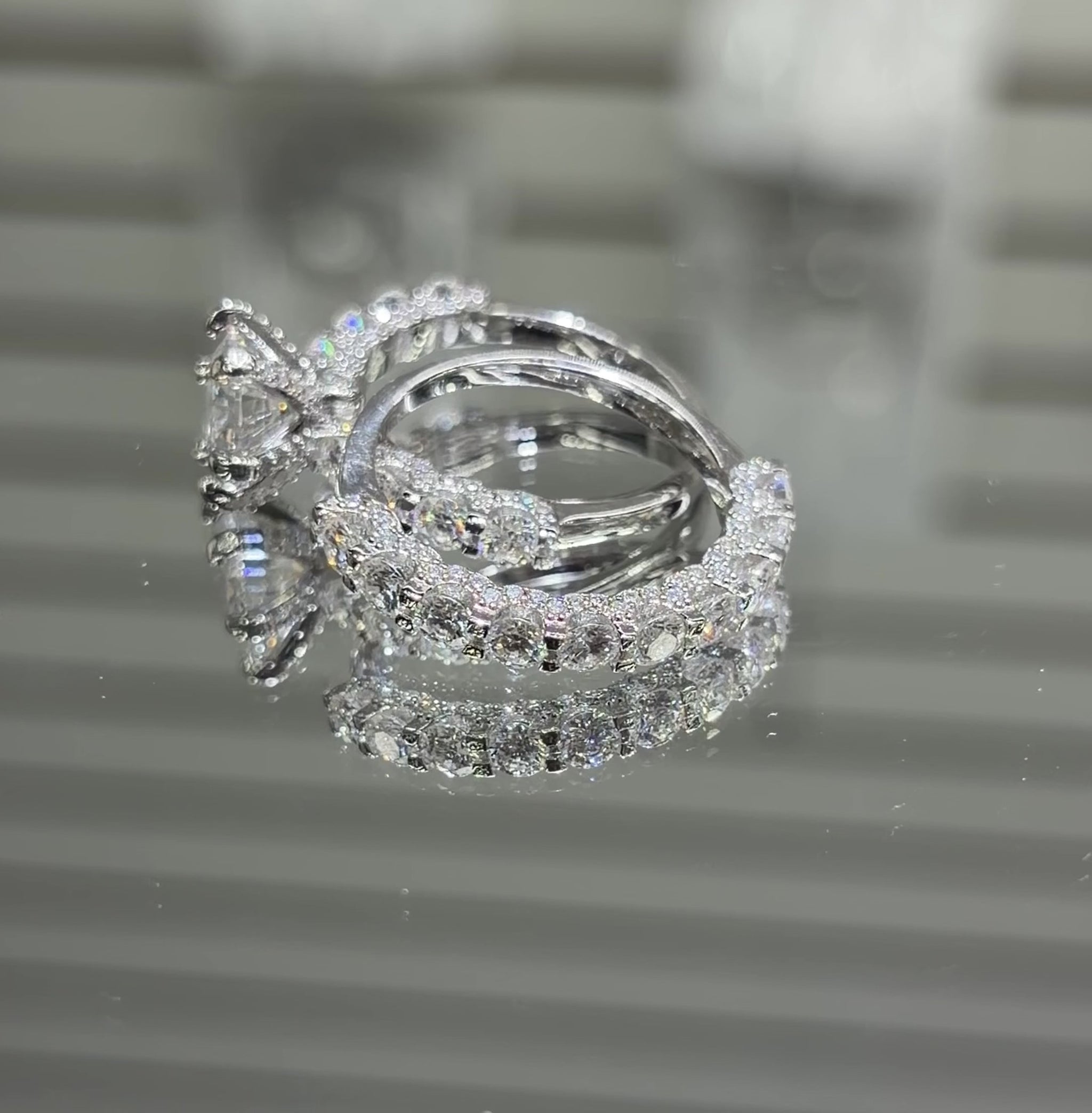 Moissanite Half Eternity Wedding Ring Set for Women – 4.5CT VVS1 D Color | 925 Sterling Silver 18K Gold Plated | GRA Certified