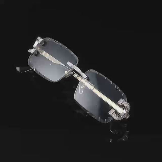 Light brown moissanite sunglasses iced out frame accents VVS D color silver – Paradise Gems Atlanta