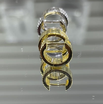 Moissanite Triple Row Iced Out Hoop Earrings — 14K Gold 925 Silver VVS D Color GRA Certified