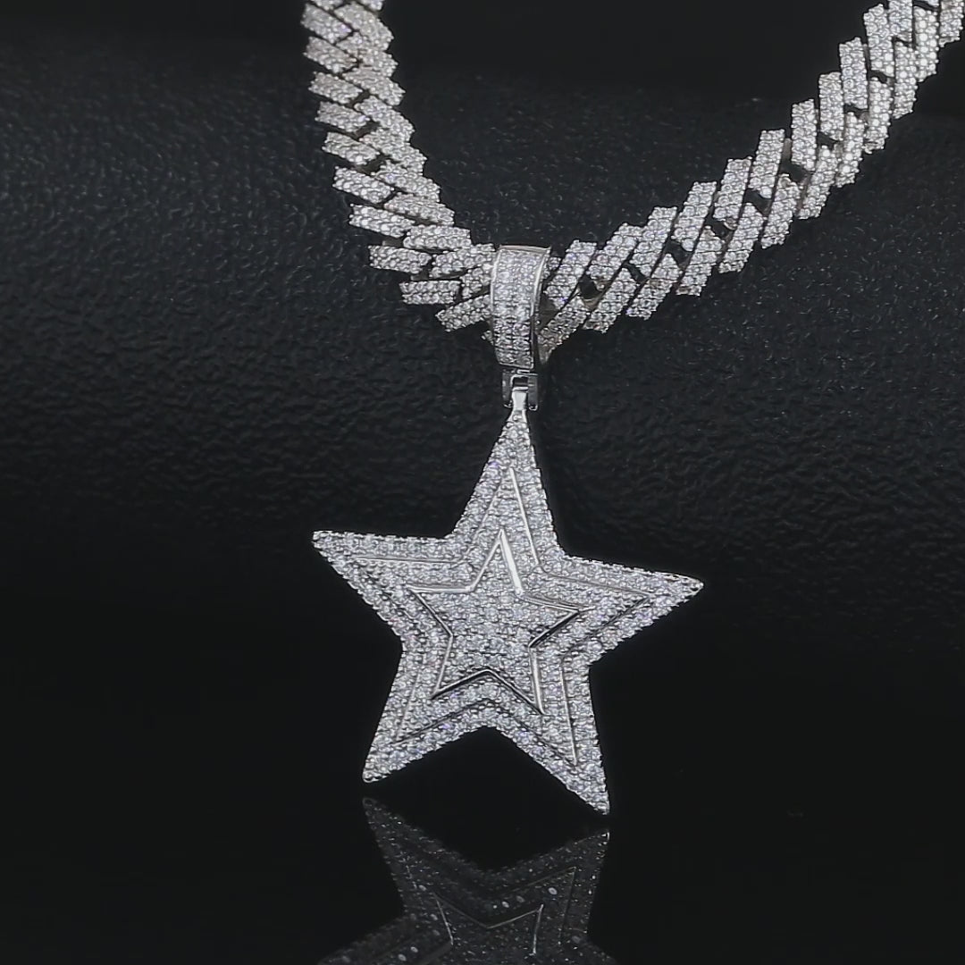 Moissanite Star Pendant Iced Out