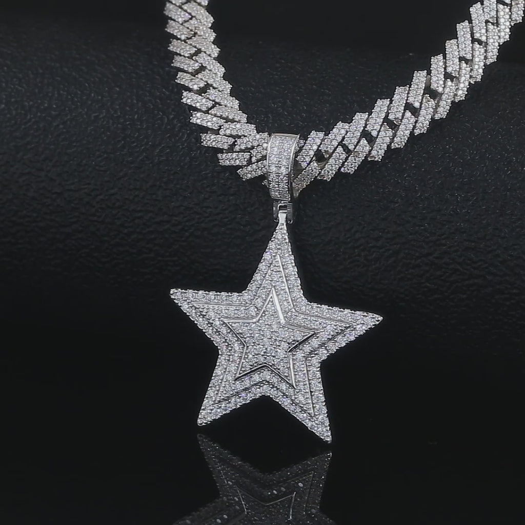 Moissanite Star Pendant Iced Out