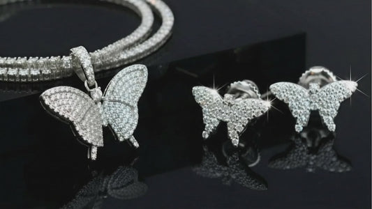 Butterfly Style Elegant Set for Women Moissanite VVS D Color 925 Silver 3.00 carat | PASS DIAMOND TESTER!!!