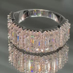 Emerald Cut Moissanite 5-Stone Halo Band, VVS D color GRA certified – Paradise Gems Atlanta