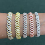 Two tone moissanite Cuban link bracelet yellow white gold VVS D color 925 silver
