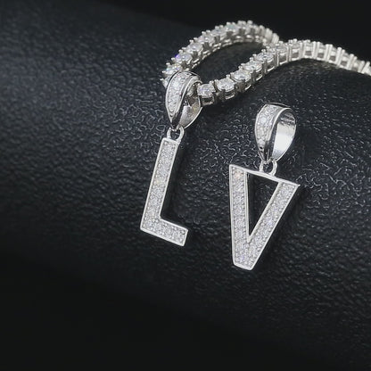 Moissanite Letter Initial Pendant A-Z | 1ct VVS D Color | 925 Silver | With Chain