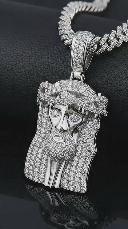Ice out Hip-Hop Jesus Charm VVS D Color Moissanite | 14K Gold Plated - 925 silver | PASS DIAMOND TESTER!!!