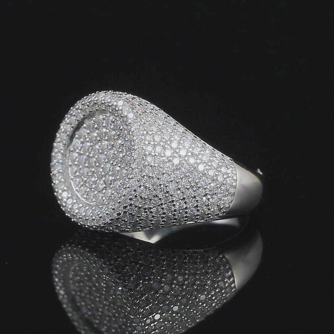 Mens Moissanite Signet Ring 4.4CT Iced, 925 silver, VVS D color GRA certified – Paradise Gems Atlanta